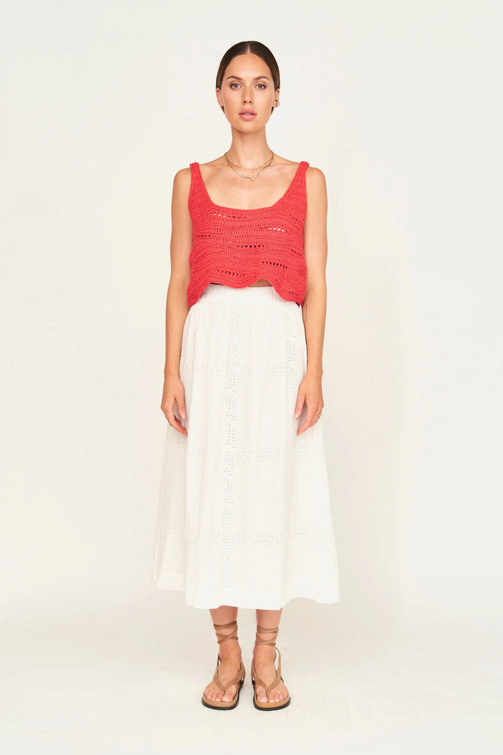 Verona Skirt in White Marine Eyelet