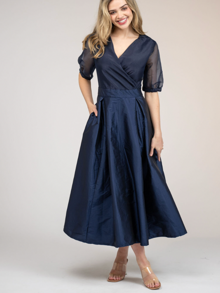 SAMPLE | The Madison Dress | Navy Organza + Taffeta | Small