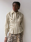 Soft Corset Shirt in Striped Posies