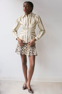 Soft Corset Shirt in Striped Posies