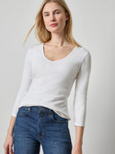 3/4 Sleeve V-neck in White
