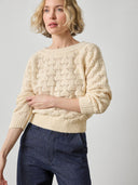 Long Sleeve Ballet Neck Sweater in Winter White