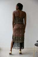 Fringed Skirt in Merlot Floral Vine