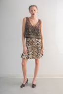V-Neck Shell Top in Merlot Floral Vine
