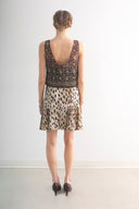 V-Neck Shell Top in Merlot Floral Vine