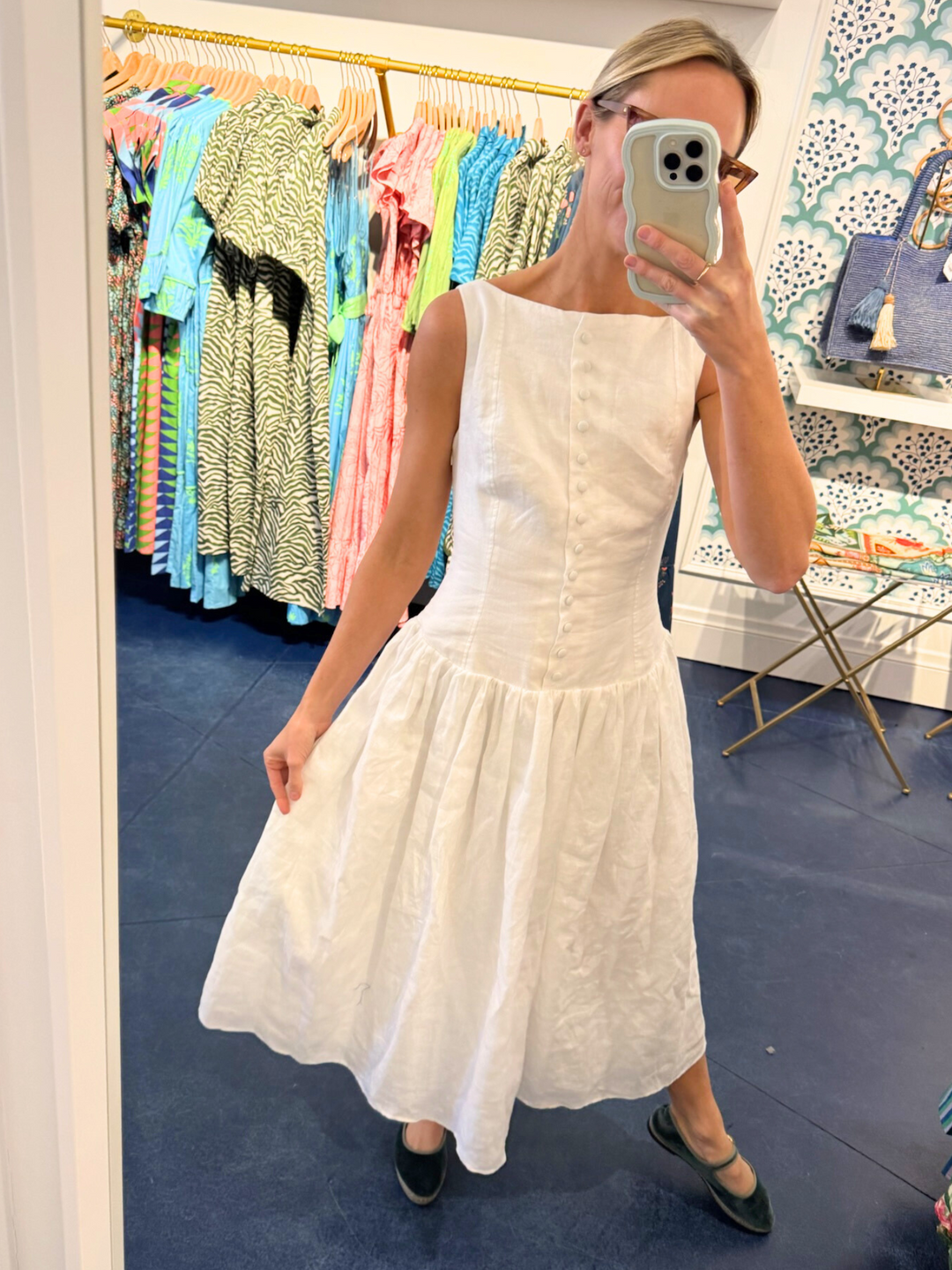 Lily Dress in White Linen