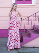 Smocked Halter Dress | Red/Blush Cosmos