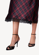 Sandie Silk Midi Dress in Tartan Plaid