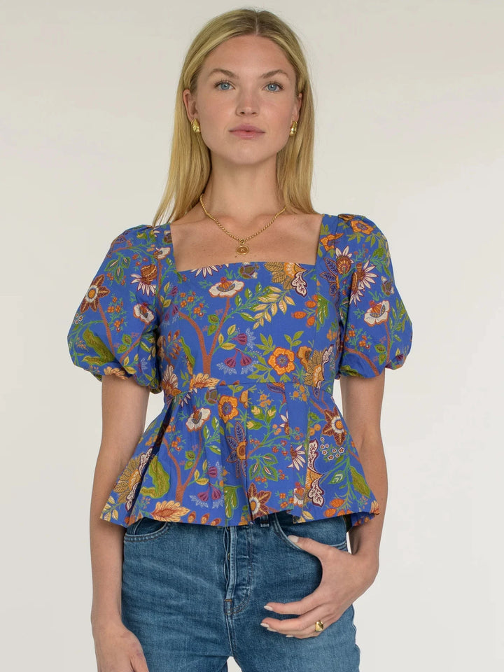 Cara Top in Secret Garden Sapphire