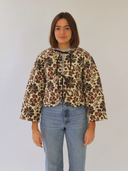 Reversible Quilted Bow Jacket | Brown Flower Power