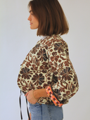 Reversible Quilted Bow Jacket | Brown Flower Power