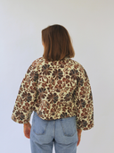 Reversible Quilted Bow Jacket | Brown Flower Power