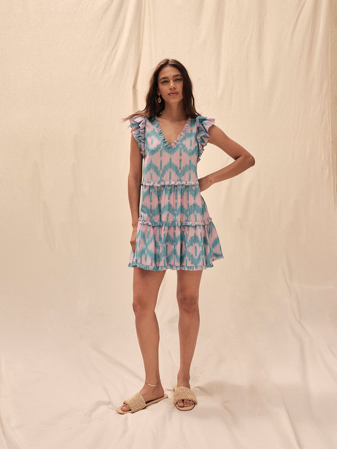 Krista Mini Dress in Two Tone Ikat