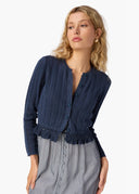 Lilibeth Pointelle Cardigan in Moody Blue