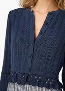 Lilibeth Pointelle Cardigan in Moody Blue