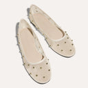 Sadie Stud Mesh Ballet Flat in Cream