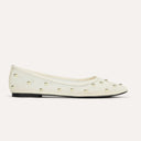 Sadie Stud Mesh Ballet Flat in Cream