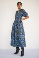Selma Dress in Pomegranate Vine Lapis
