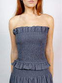 Strapless Bandeau Top | Indigo Chambray