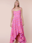 Pink Floral Print Hi-Lo Dress