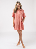 The Sconset Shirt Dress | Coral Stripe