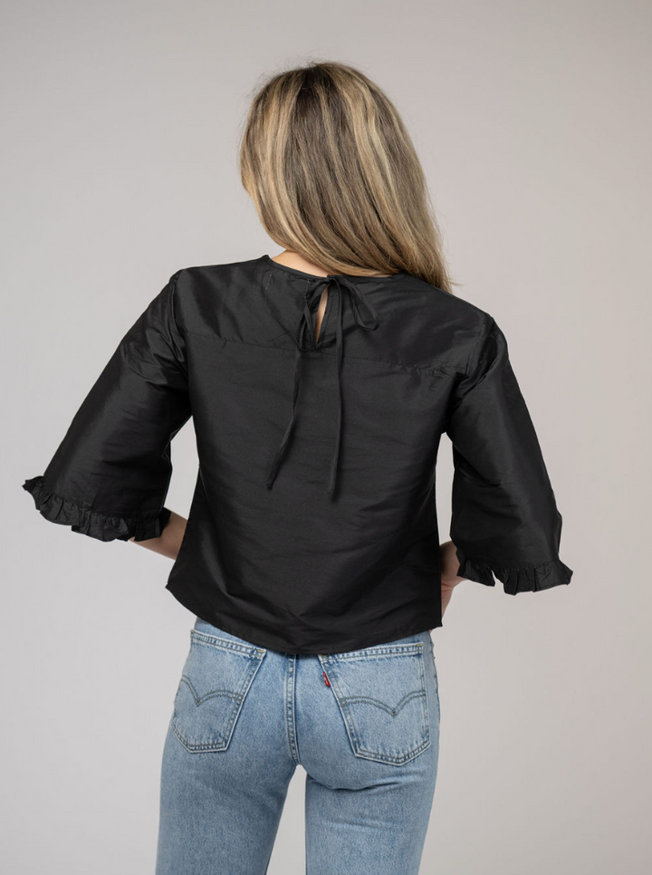 SAMPLE | The Waverly Top | Black Taffeta  | Small