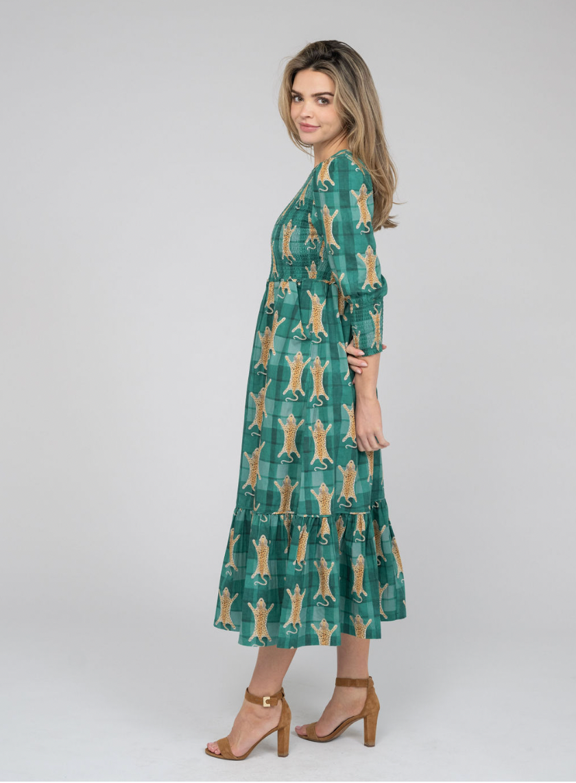 SAMPLE | The Filly Dress | Green Cheetah | Small