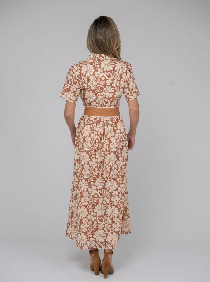 SAMPLE | The Elle Maxi Dress | Tan Flower Power | Small