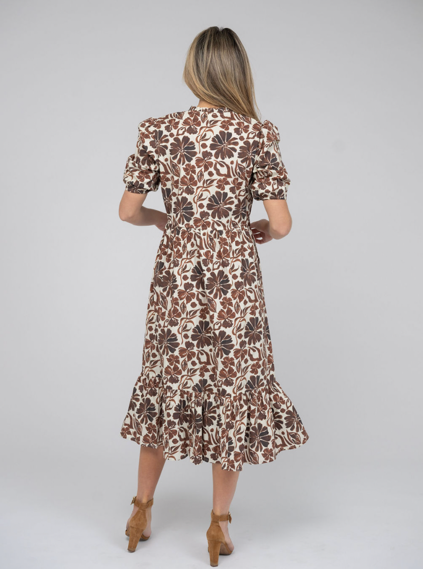 SAMPLE | The Annika Dress | Brown Flower Power | Small