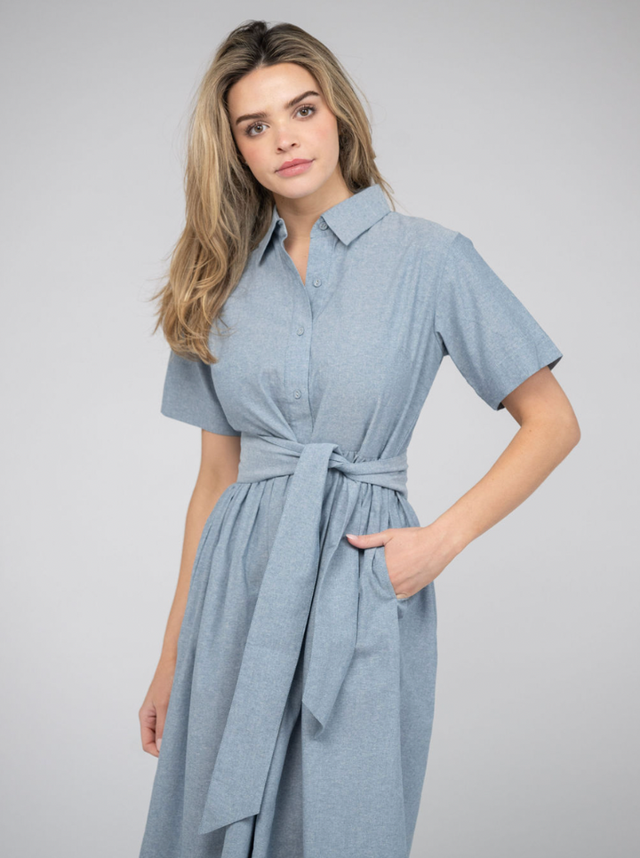 SAMPLE | The Elle Midi Dress | Chambray | Small