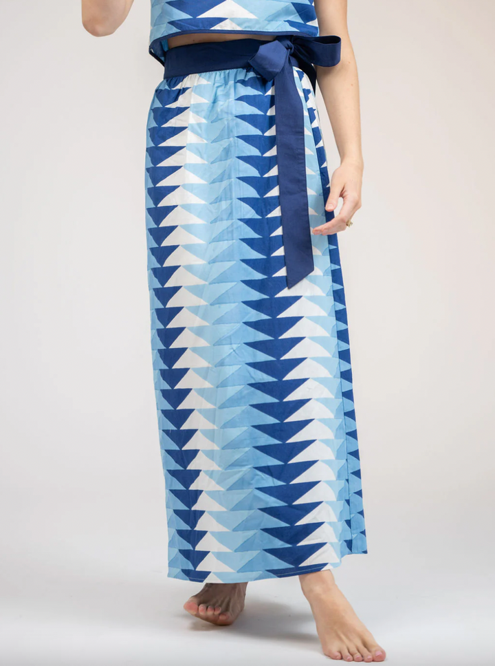 SAMPLE | The Sullivan Skirt | Ocean Blockprint Bagru Triangle | Small