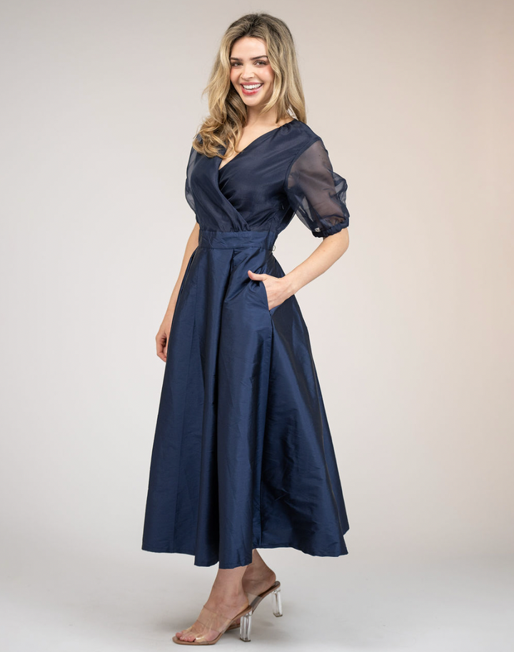 SAMPLE | The Madison Dress | Navy Organza + Taffeta | Small