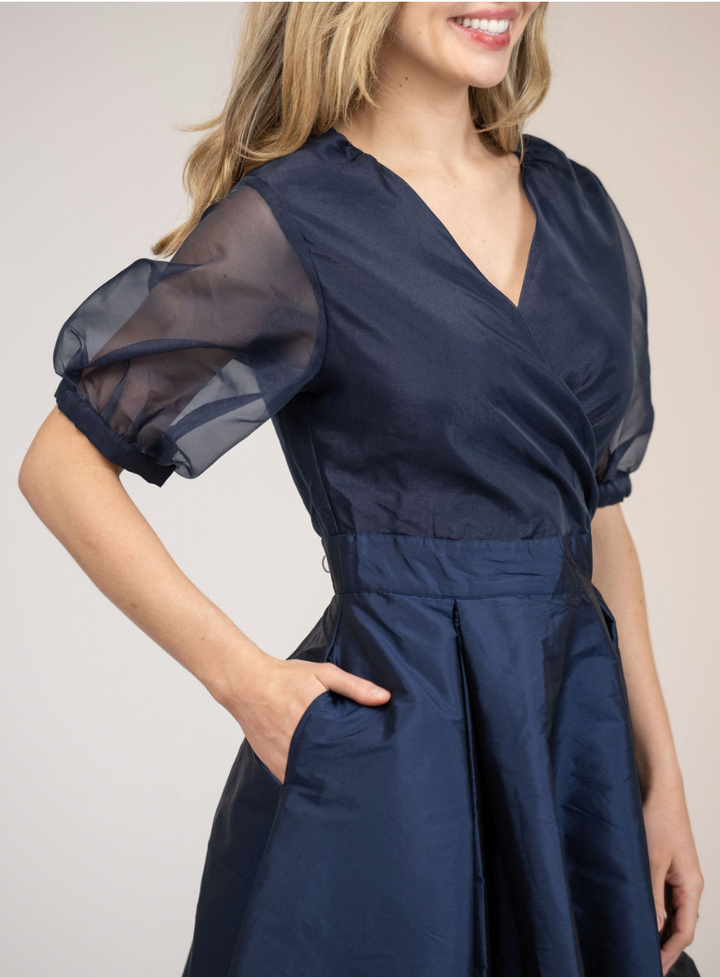 SAMPLE | The Madison Dress | Navy Organza + Taffeta | Small