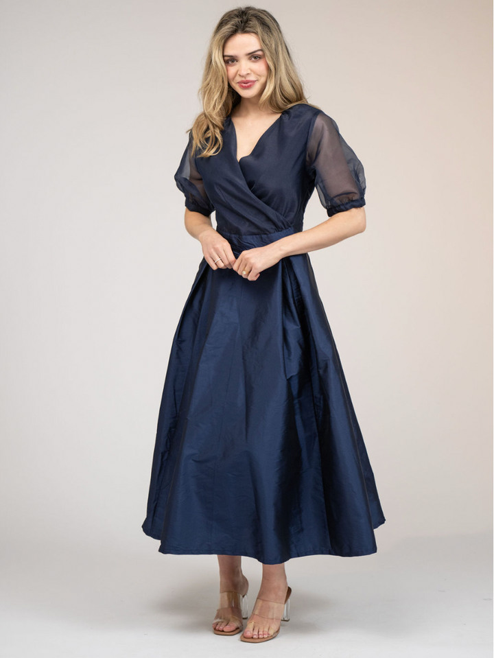 SAMPLE | The Madison Dress | Navy Organza + Taffeta | Small