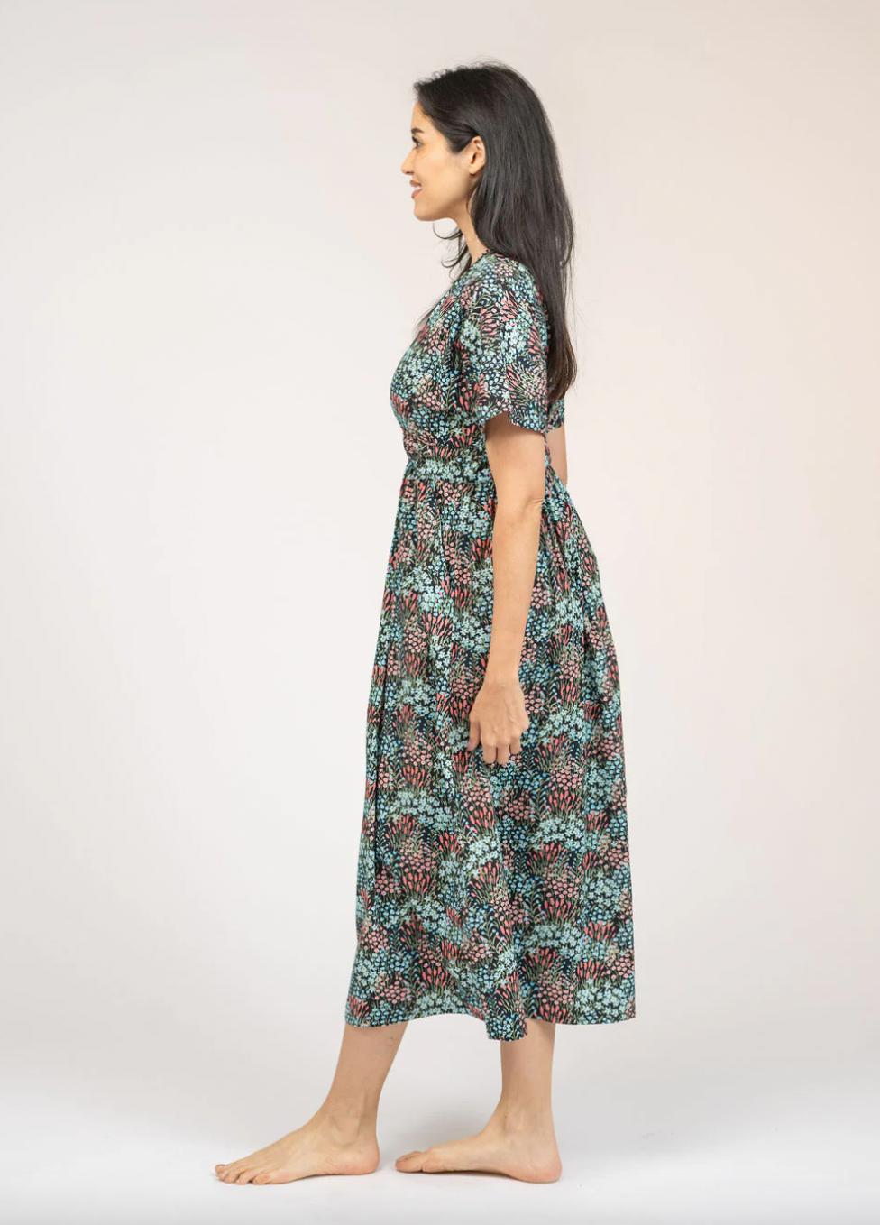 SAMPLE | The Retro Midi Dress | Tiny Black Garden | Small