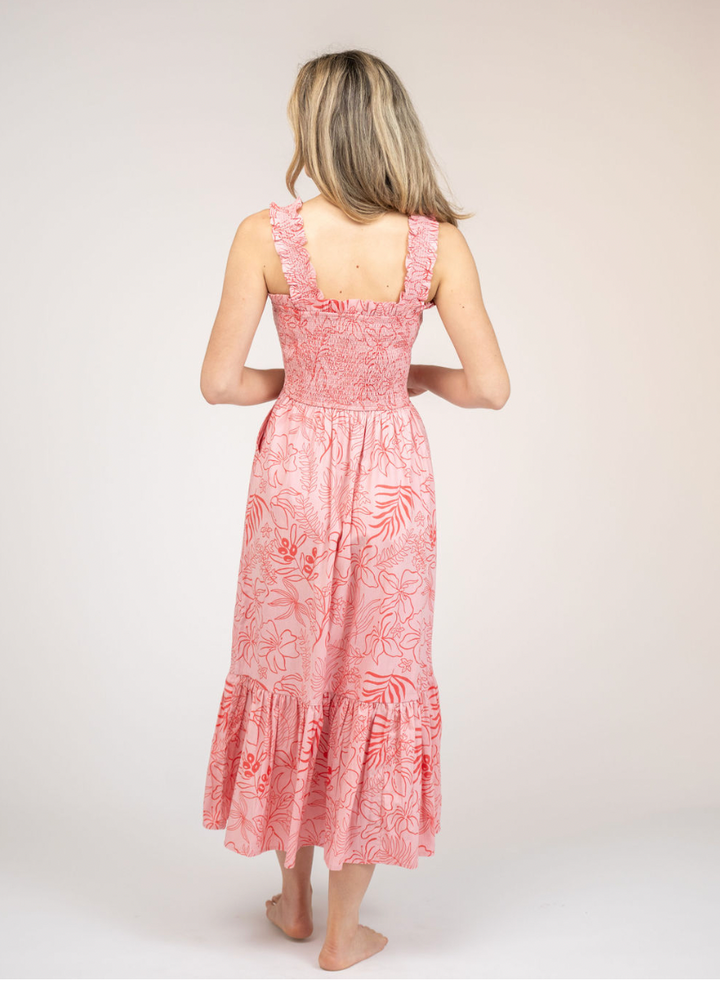 SAMPLE | The Page Midi Dress | Pink Flora Sketch | Small