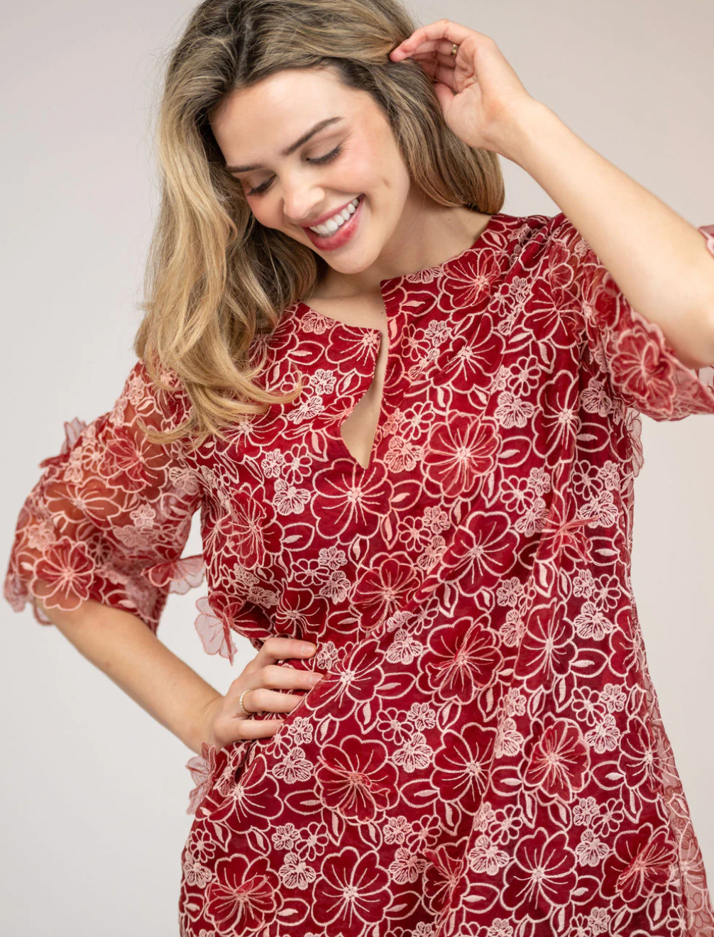 SAMPLE | The Cornelia Mini Dress | Red Petal | Small