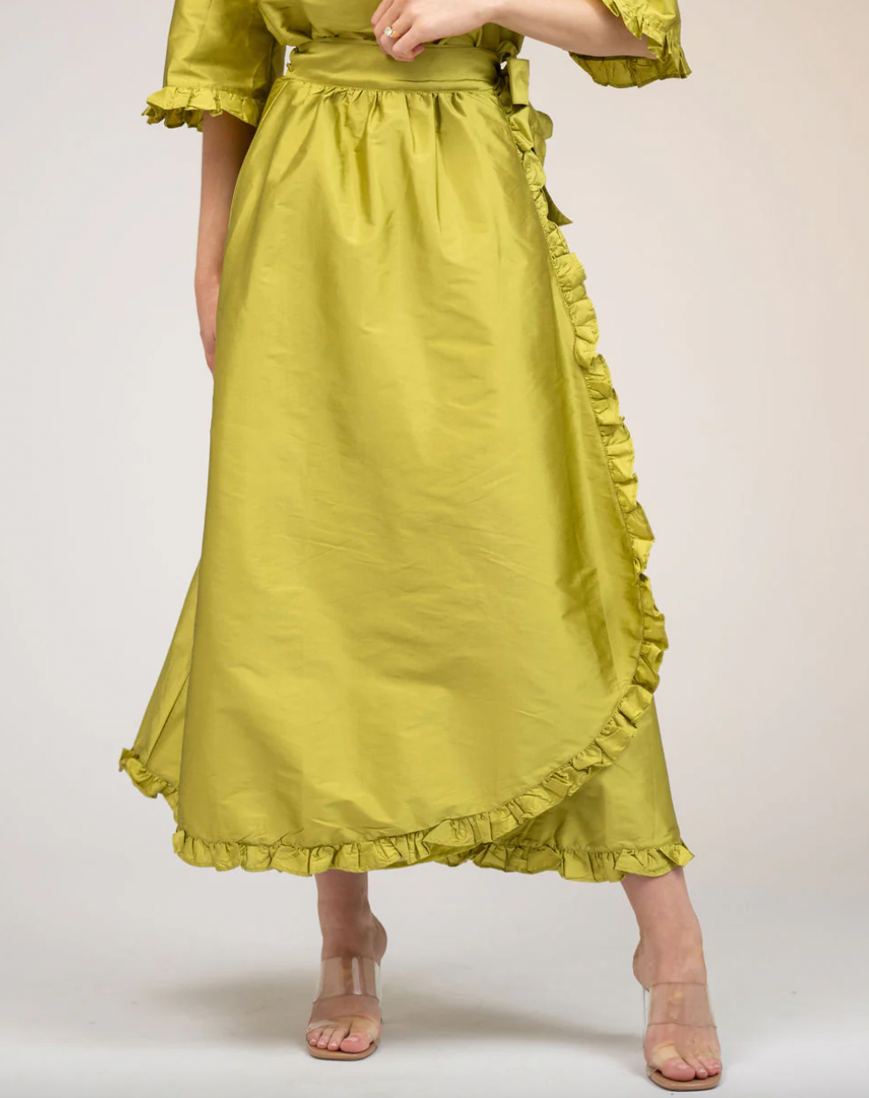 SAMPLE | The Waverly Skirt | Chartreuse Taffeta | Small