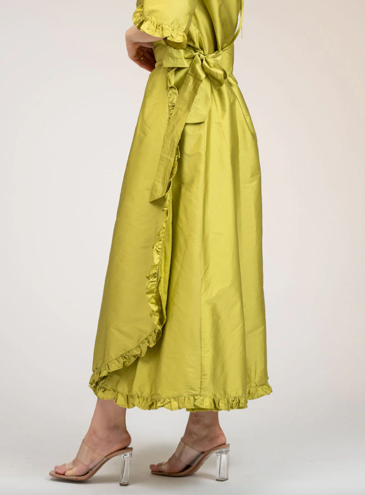 SAMPLE | The Waverly Skirt | Chartreuse Taffeta | Small