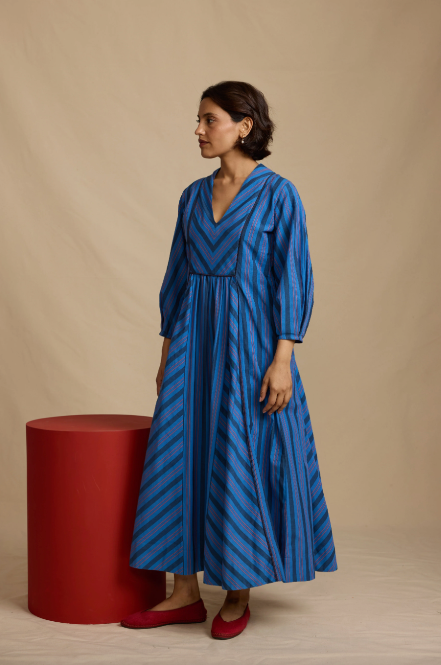 Frances Dress in Handloom Stripe