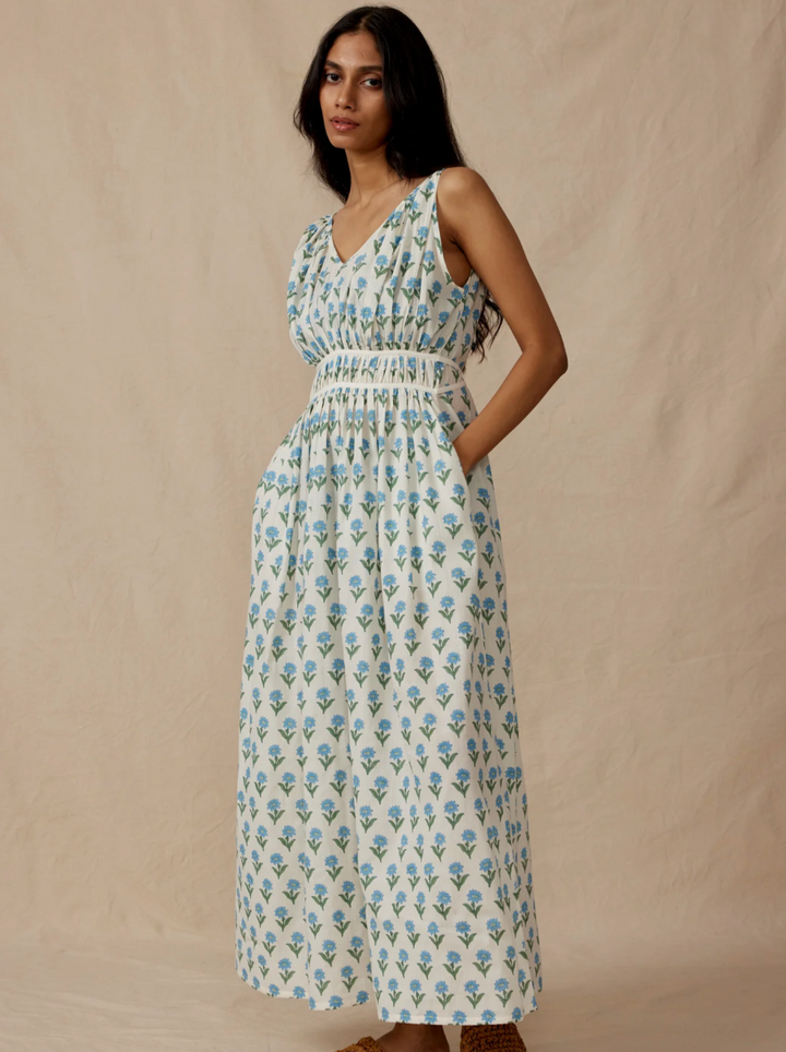 Athena Dress in Sky Kashmir Flower