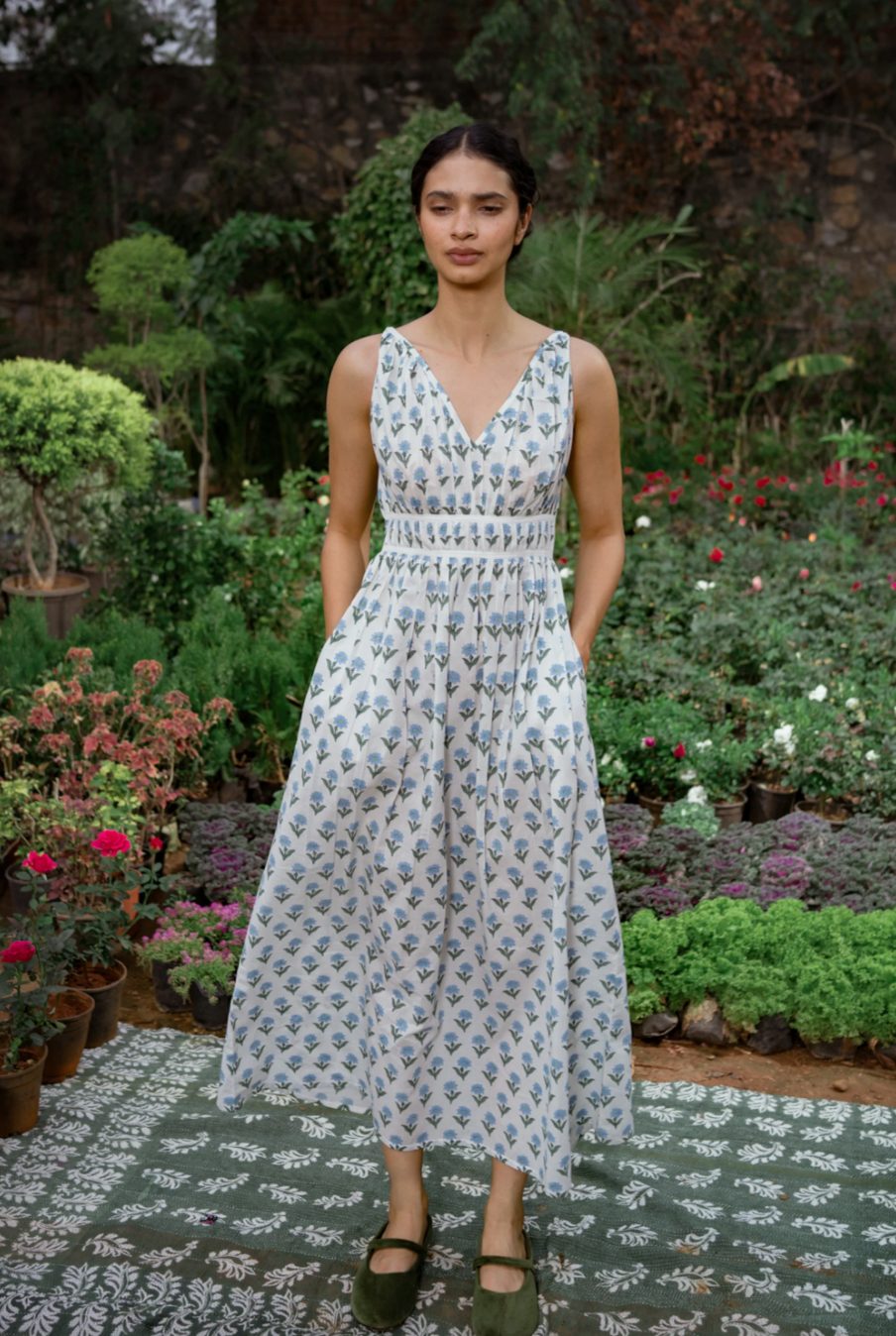 Athena Dress in Sky Kashmir Flower