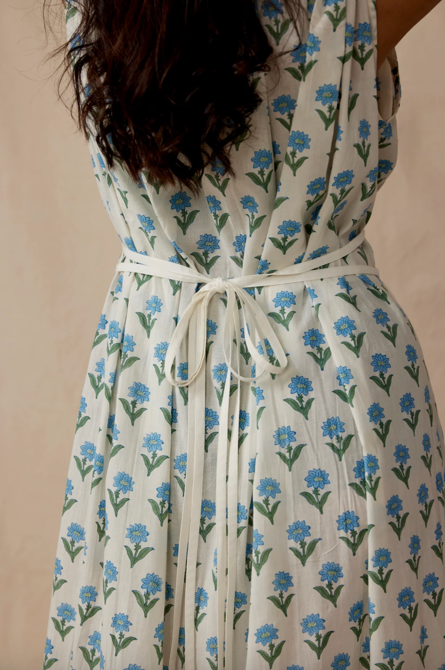 Athena Dress in Sky Kashmir Flower