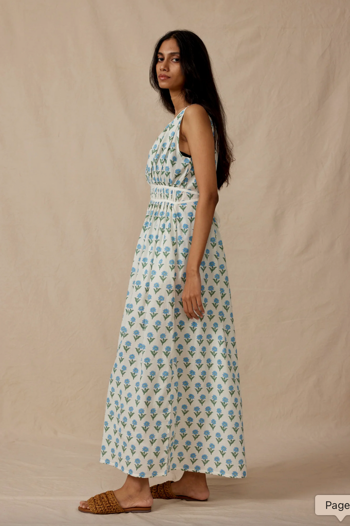 Athena Dress in Sky Kashmir Flower