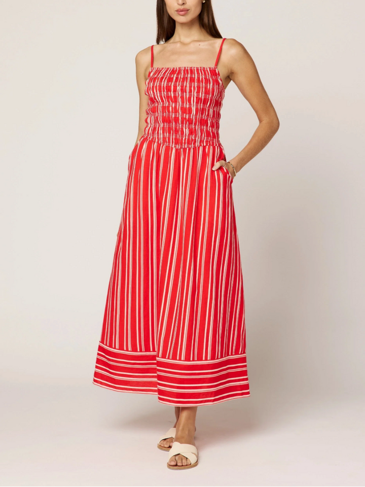 Lacey Ankle Dress in Poppy Red / Ivory