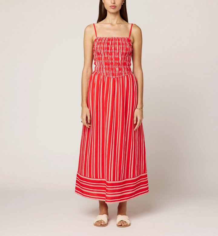 Lacey Ankle Dress in Poppy Red / Ivory
