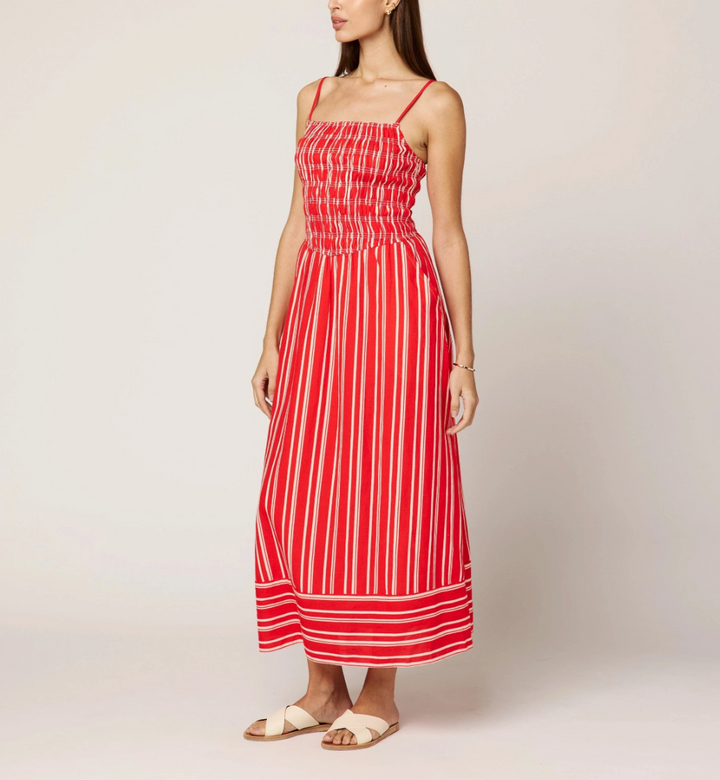 Lacey Ankle Dress in Poppy Red / Ivory
