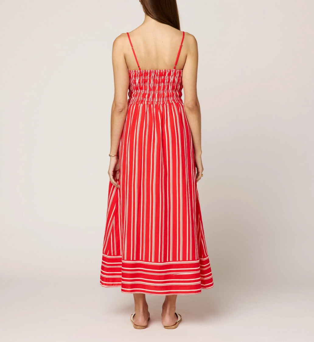 Lacey Ankle Dress in Poppy Red / Ivory