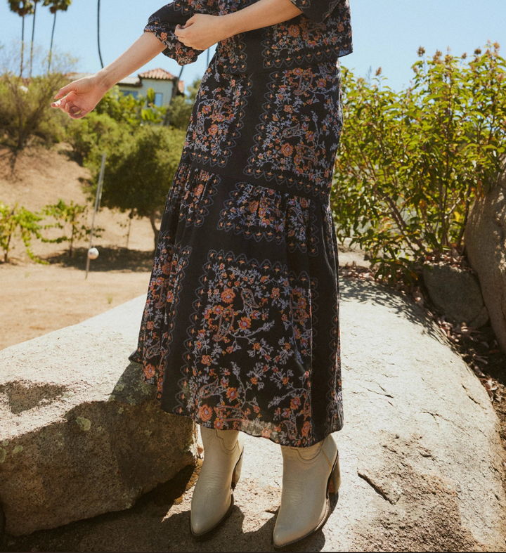Marjorie Ankle Skirt in Dark La Ramos