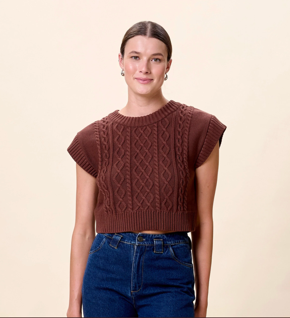 Gigi Sweater Vest in Cocoa